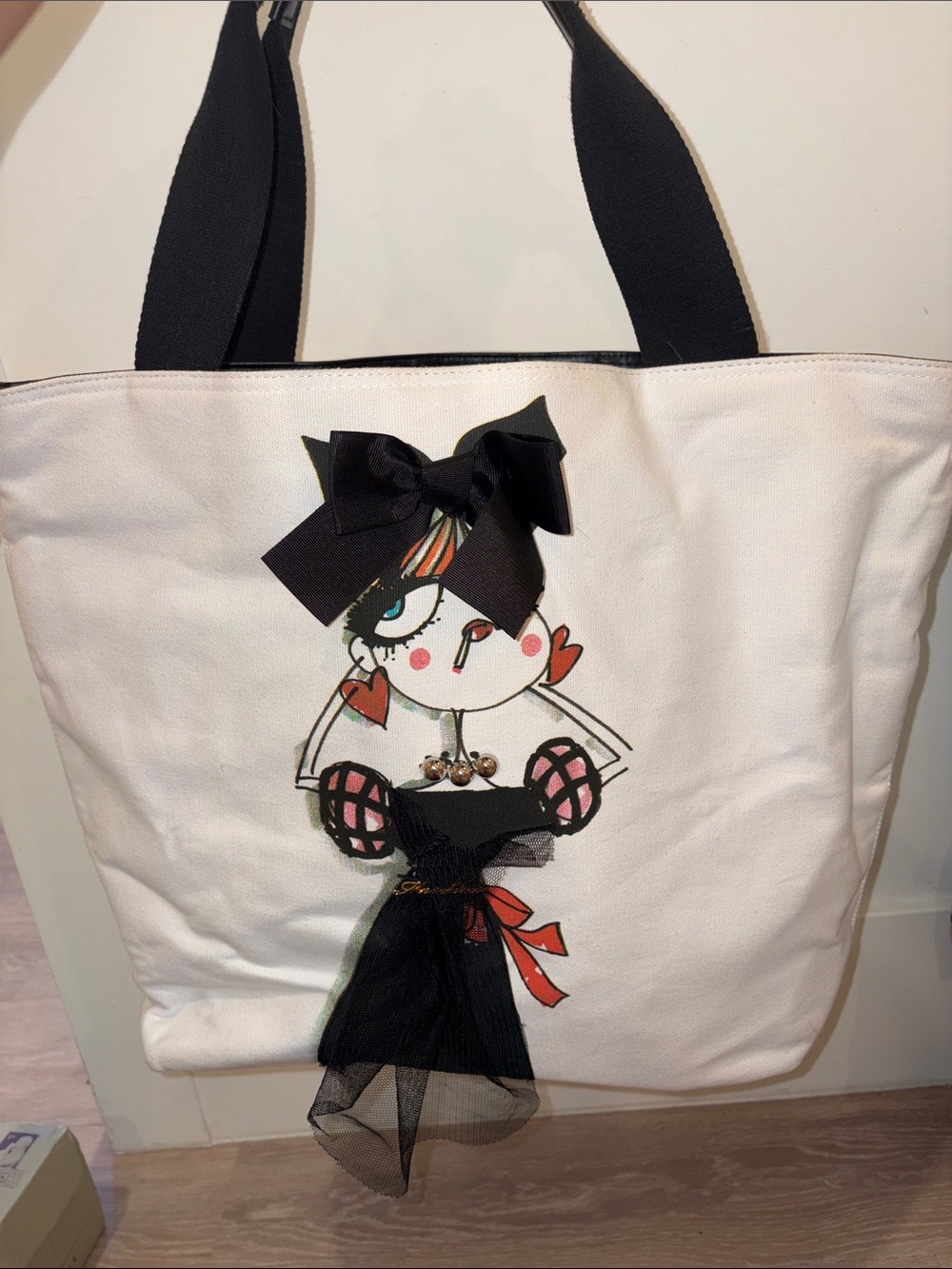 Vintage Moschino White Canvas Tote Bag